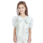 Light Blue Green Plain Classic Blouse For Girls Image