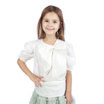 Off White Plain Classic Blouse For Girls Image