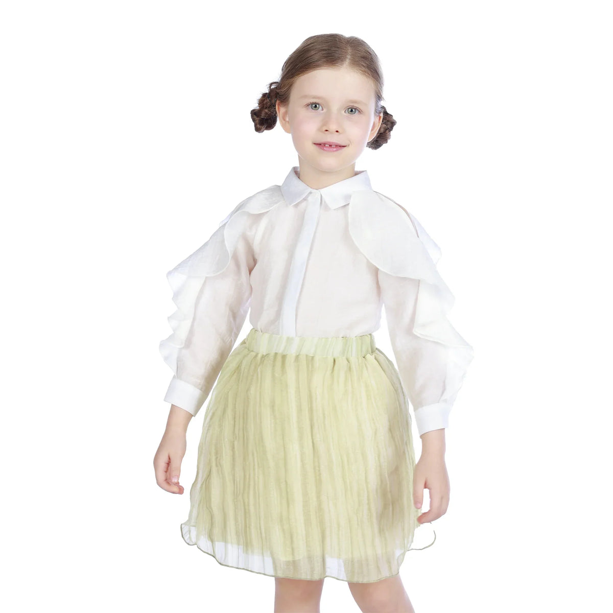 Off White Plain Classic Shirt For Girls Image