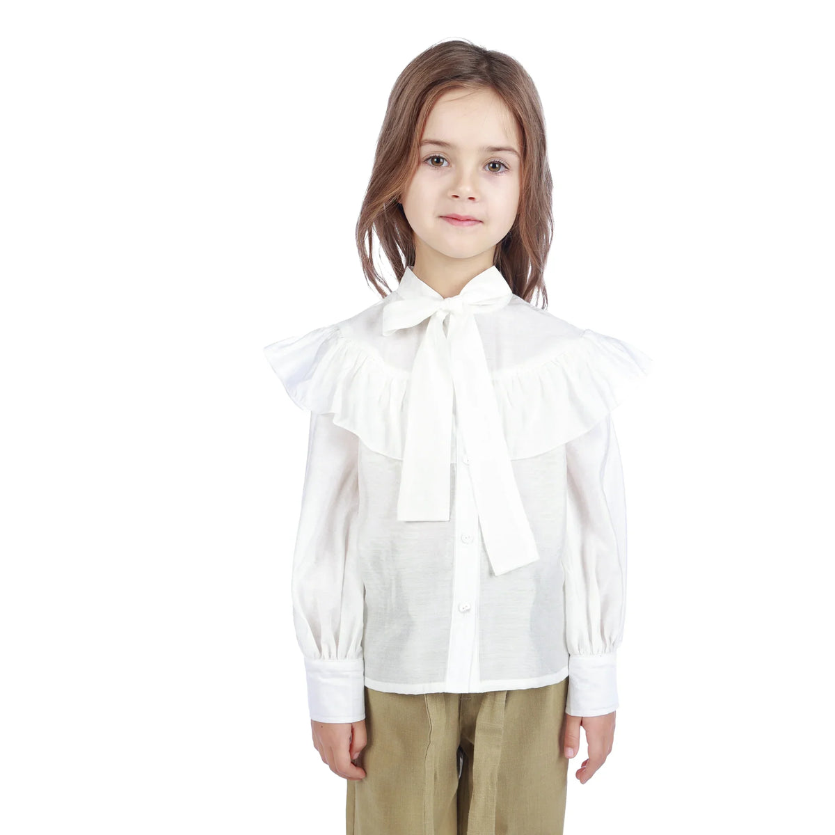 Off White Plain Classic Shirt For Girls Image