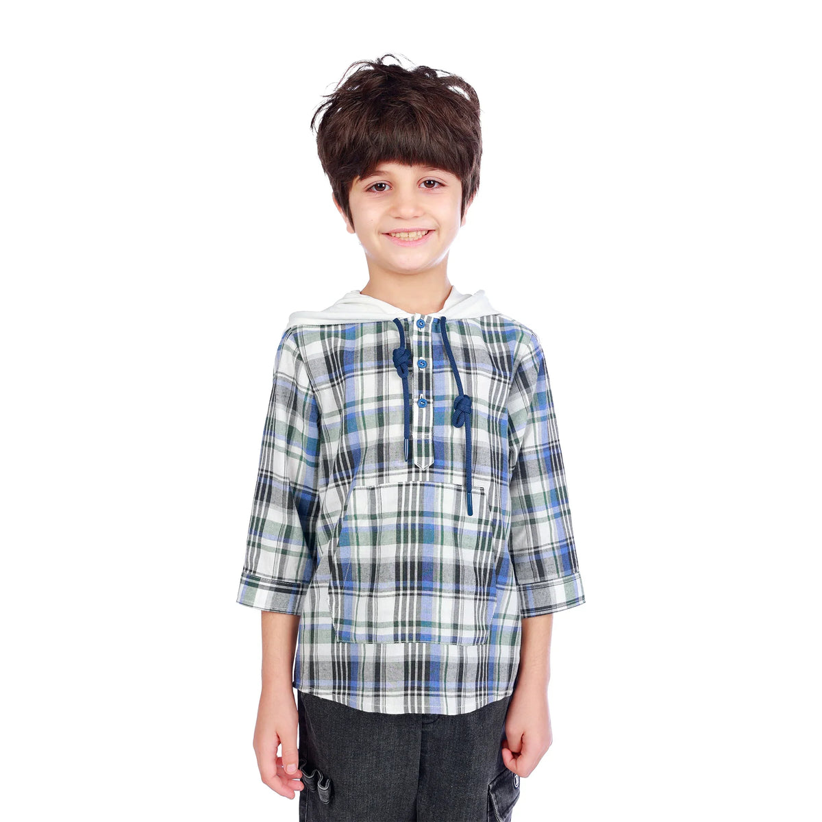 Blue Checked Classic Blouse For Boys Image