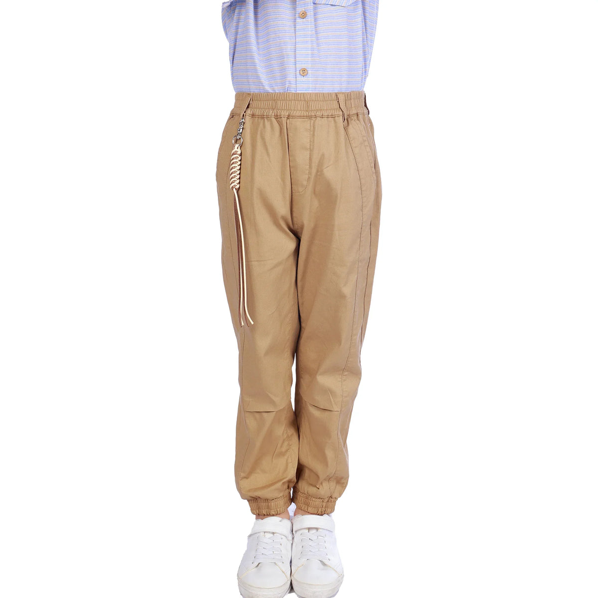 Dark Khaki Ankle-Tied Classic Pants For Boys Image