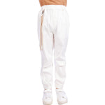 Off White Ankle-Tied Classic Pants For Boys Image
