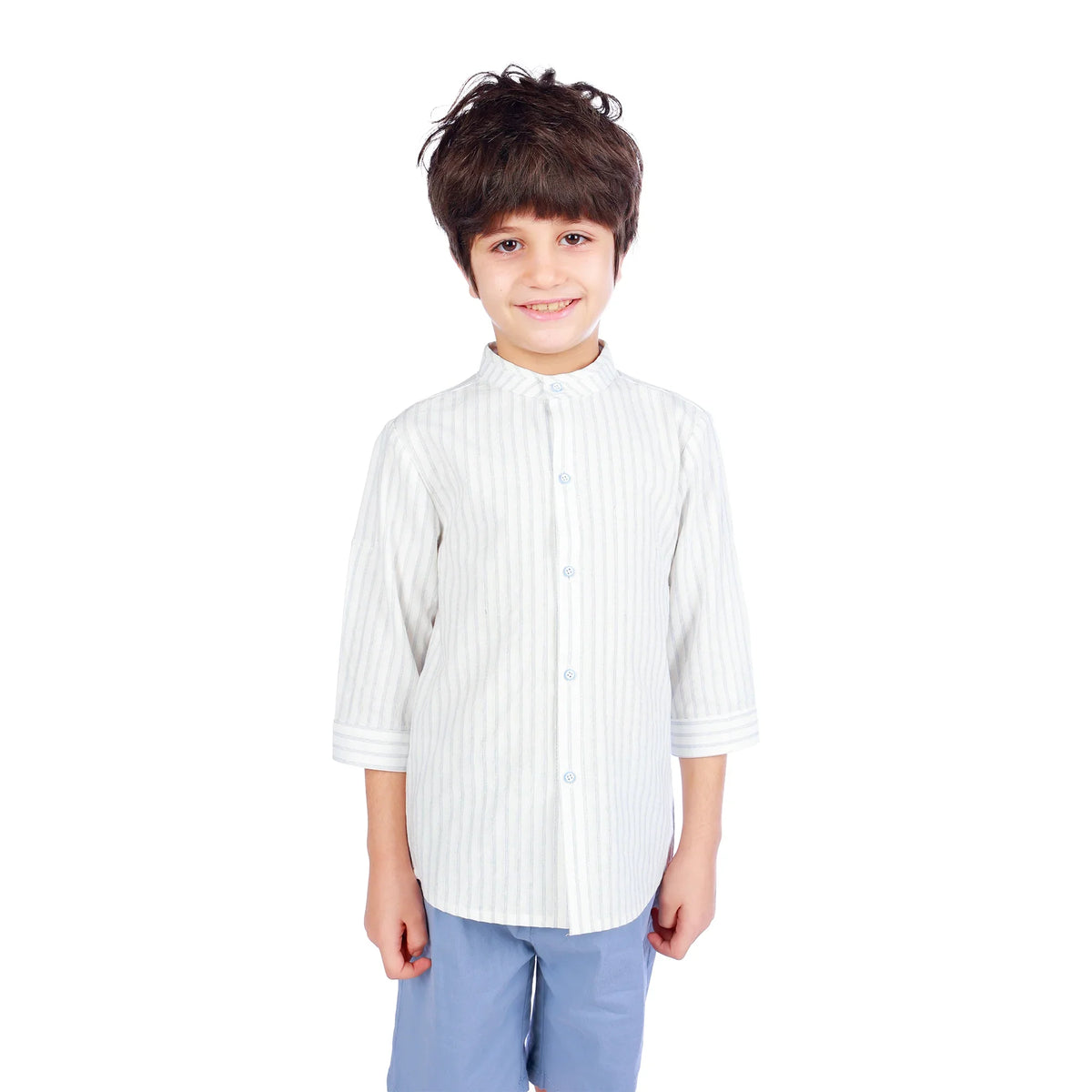 Blue Striped Classic Shirt For Boys Image