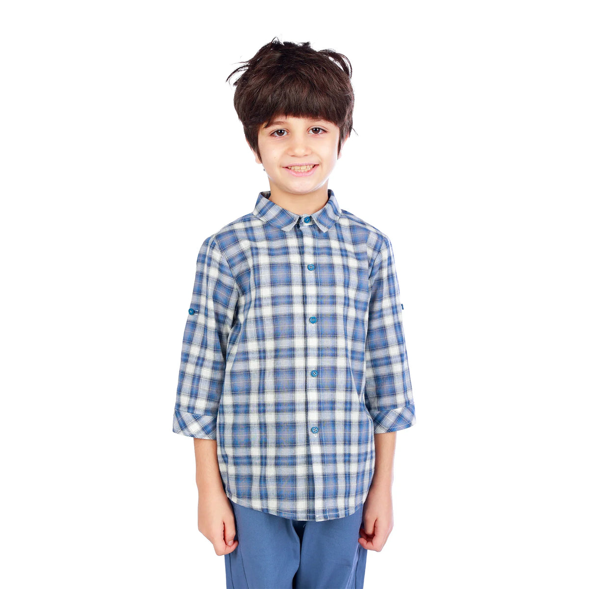 Blue Checked Classic Shirt For Boys Image