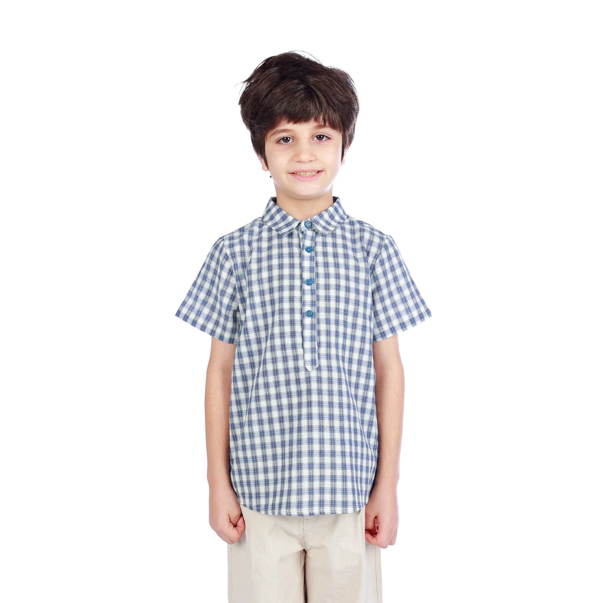 Blue Checked Classic Shirt For Boys Image