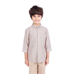 Beige Striped Classic Shirt For Boys Image