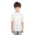 Light Beige Embroidery Classic Blouse For Boys Image