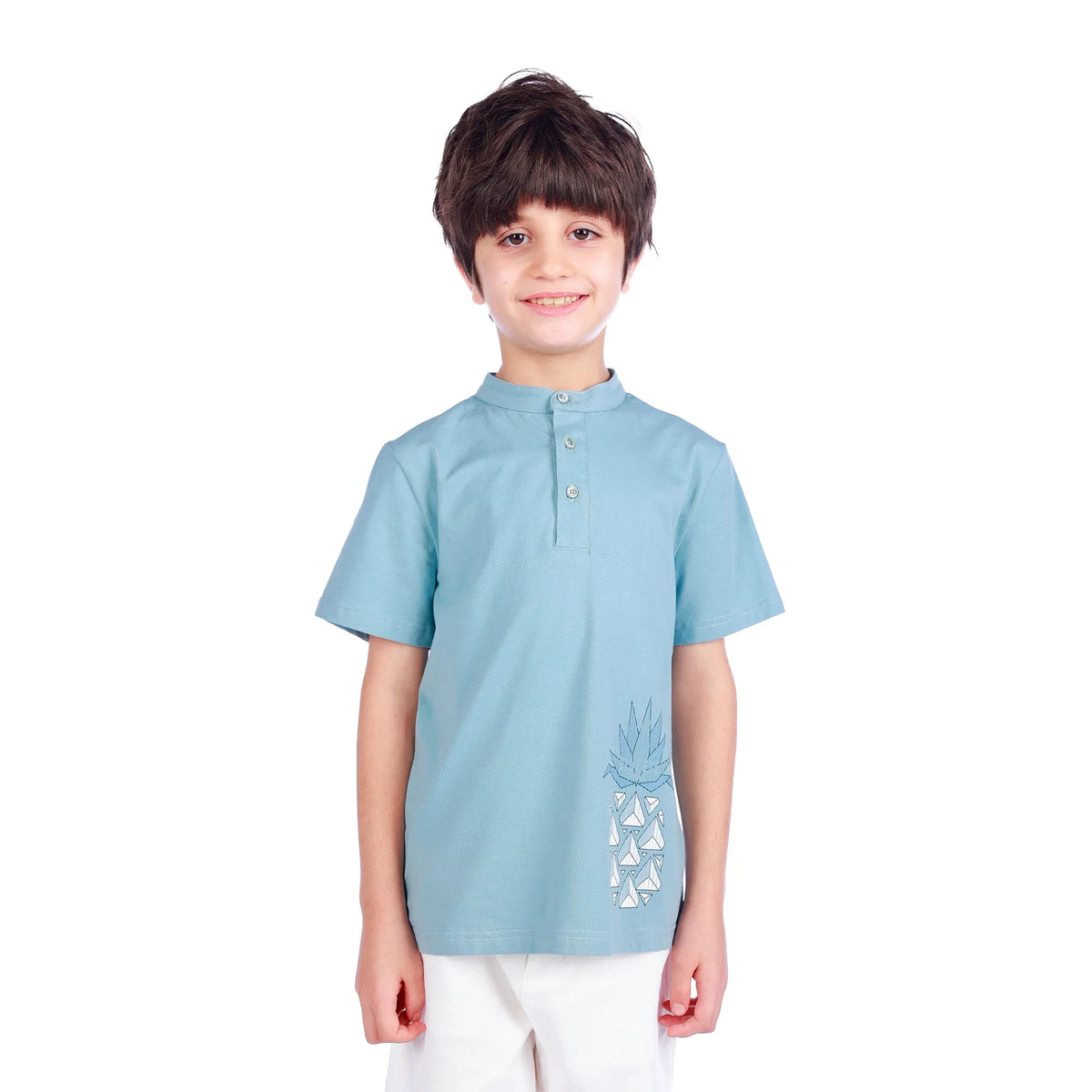 Blue Green Printed Classic T.Shirt For Boys Image