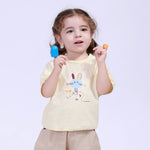 Light Yellow Printed Street Look T.Shirt For Baby Girl Image