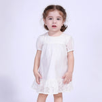 Off White Floral Street Look Dress For Baby Girl Image
