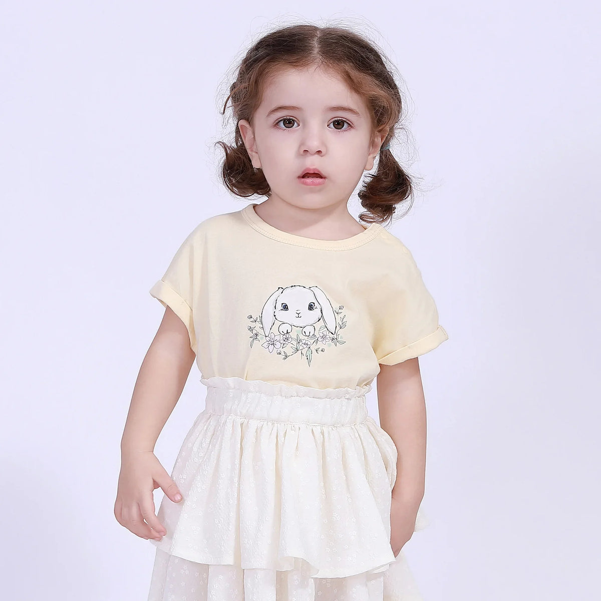 Yellow Printed Street Look T.Shirt For Baby Girl Image