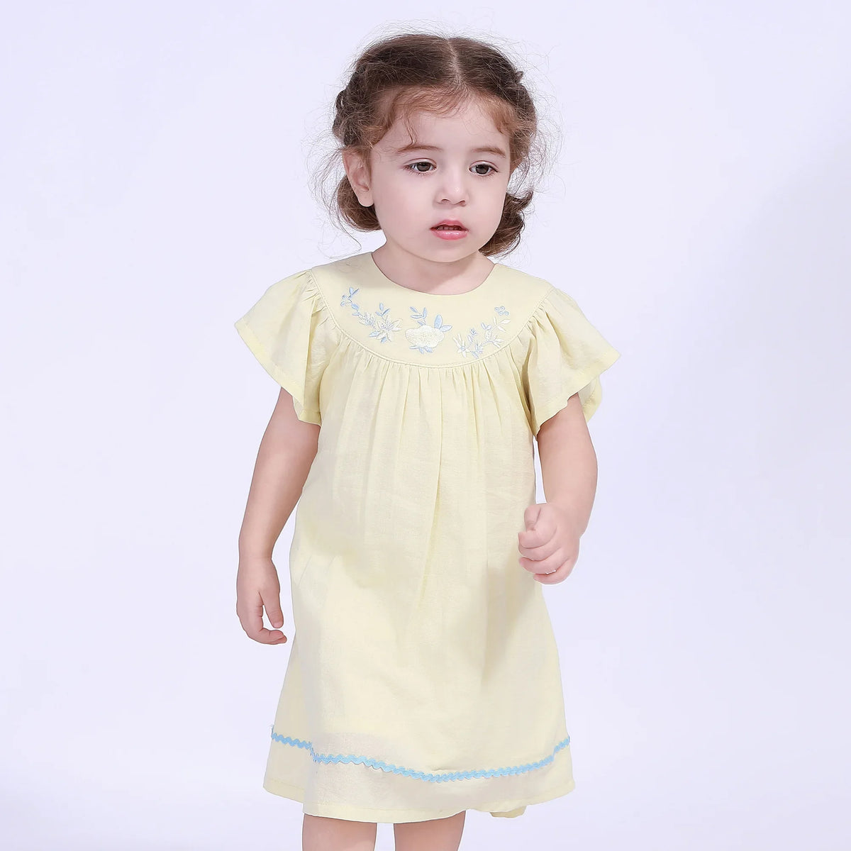 Yellow Floral Street Look Dress For Baby Girl Image