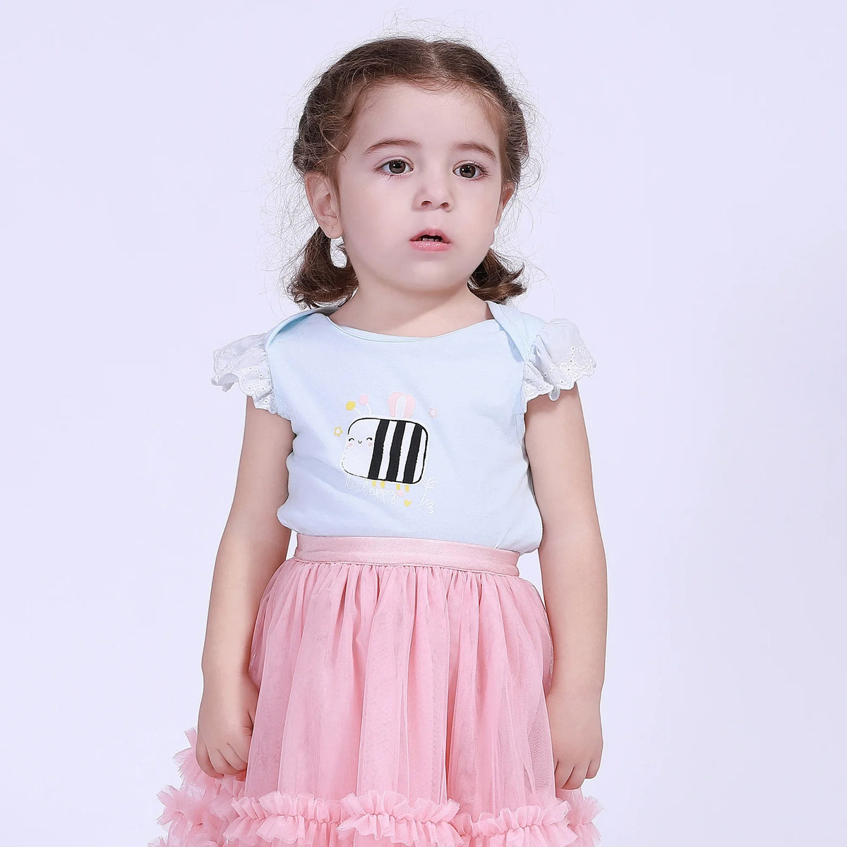 Light Blue Printed Street Look T.Shirt For Baby Girl Image