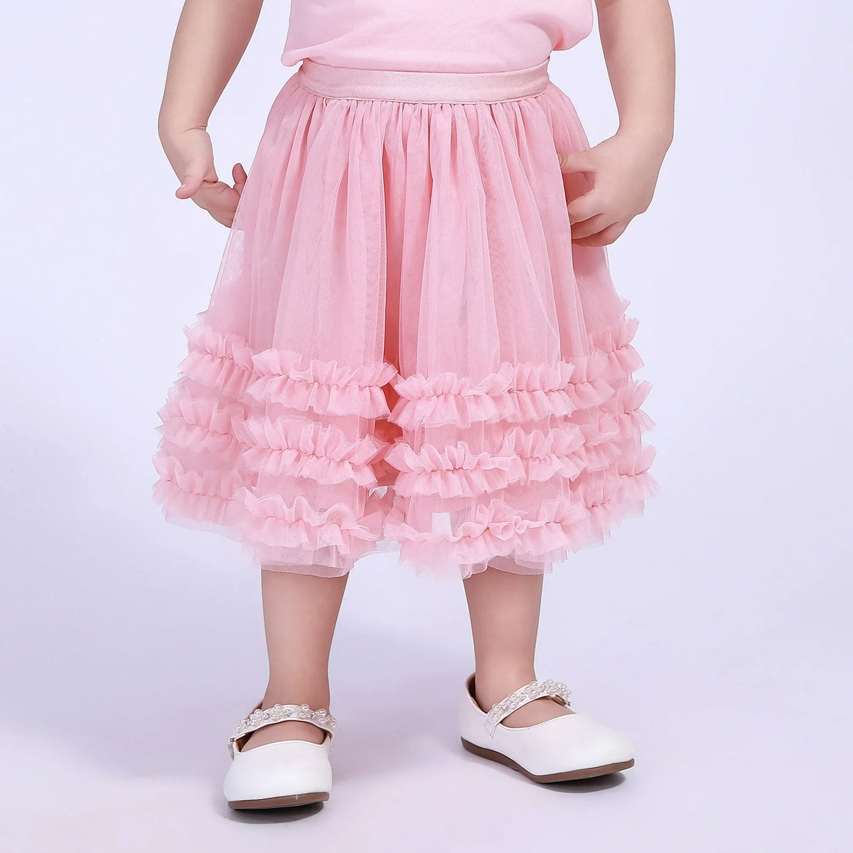 Pink Puffy Street Look Skirt For Baby Girl Image