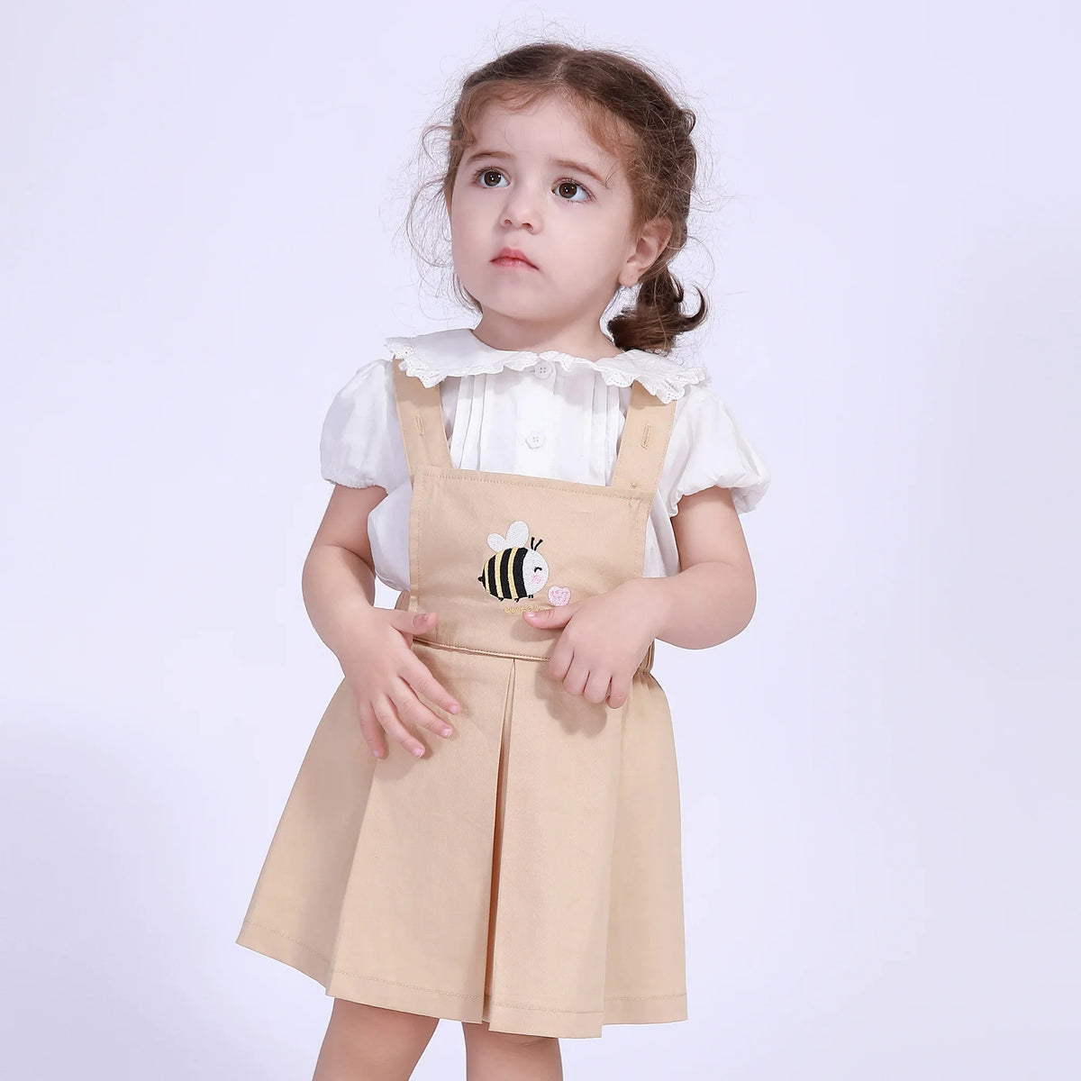 Off White Laced Street Look Shirt For Baby Girl Image