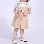 Khaki Embroidery Street Look Dress For Baby Girl Image
