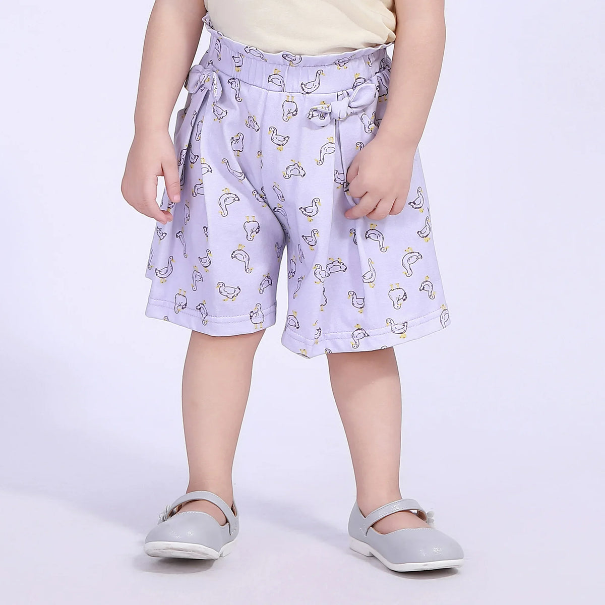 Gray Purple Ordinary Street Look Shorts For Baby Girl Image