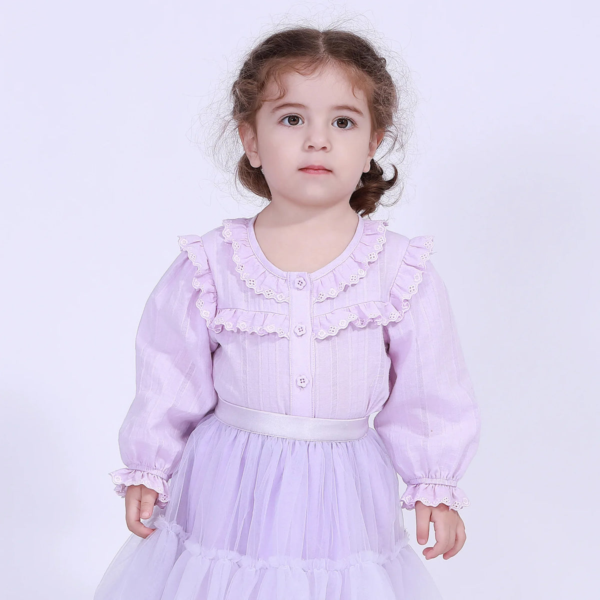 Light Purple Jacquard Street Look Shirt For Baby Girl Image