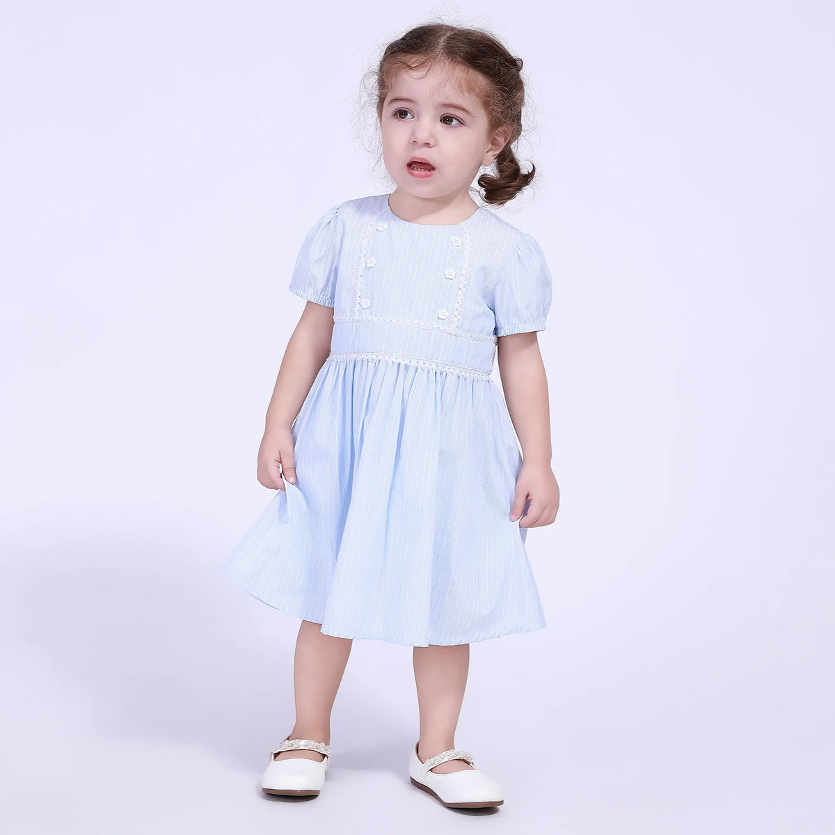 Striped Street Look Dress For Baby Girl Image