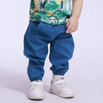 Dark Blue Ankle-Tied Street Look Pants For Baby Boy Image