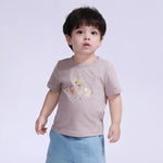 Light Khaki Printed Street Look T.Shirt For Baby Boy Image
