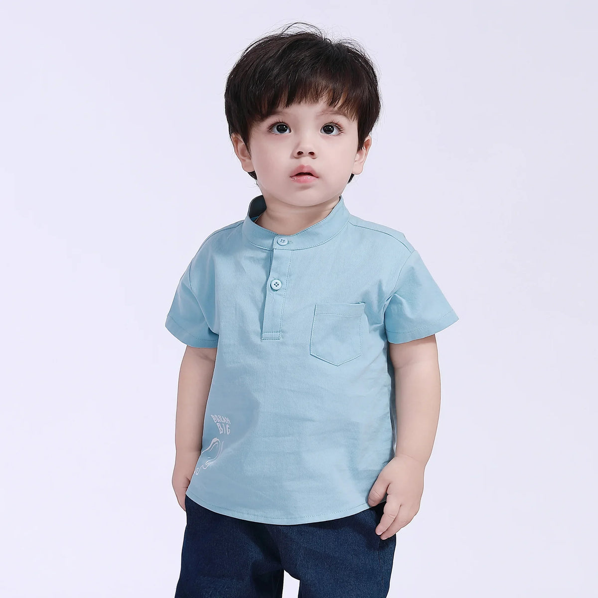 Light Blue Printed Street Look Blouse For Baby Boy Image