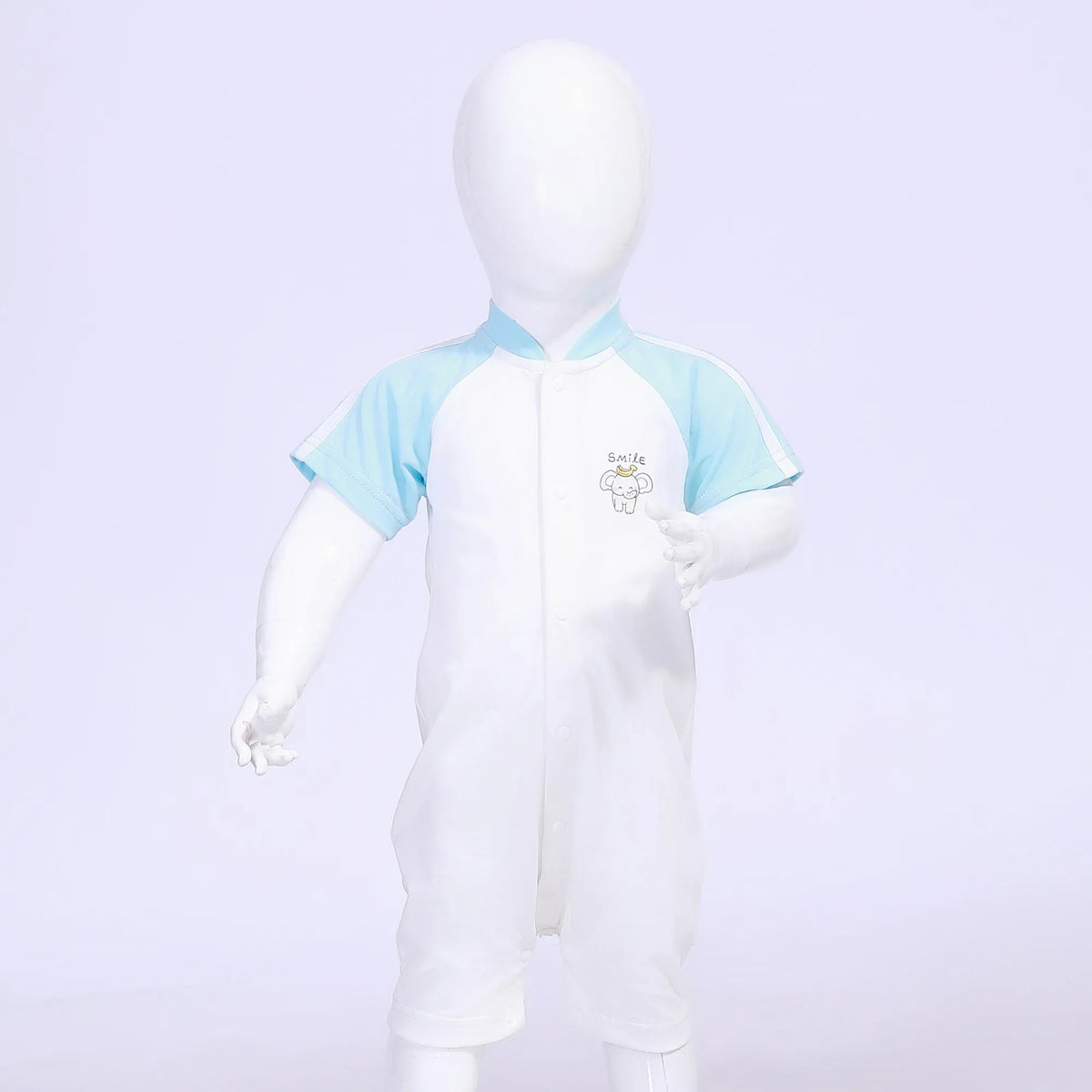Off White Color-Blocked Street Look Romper For Baby Boy Image