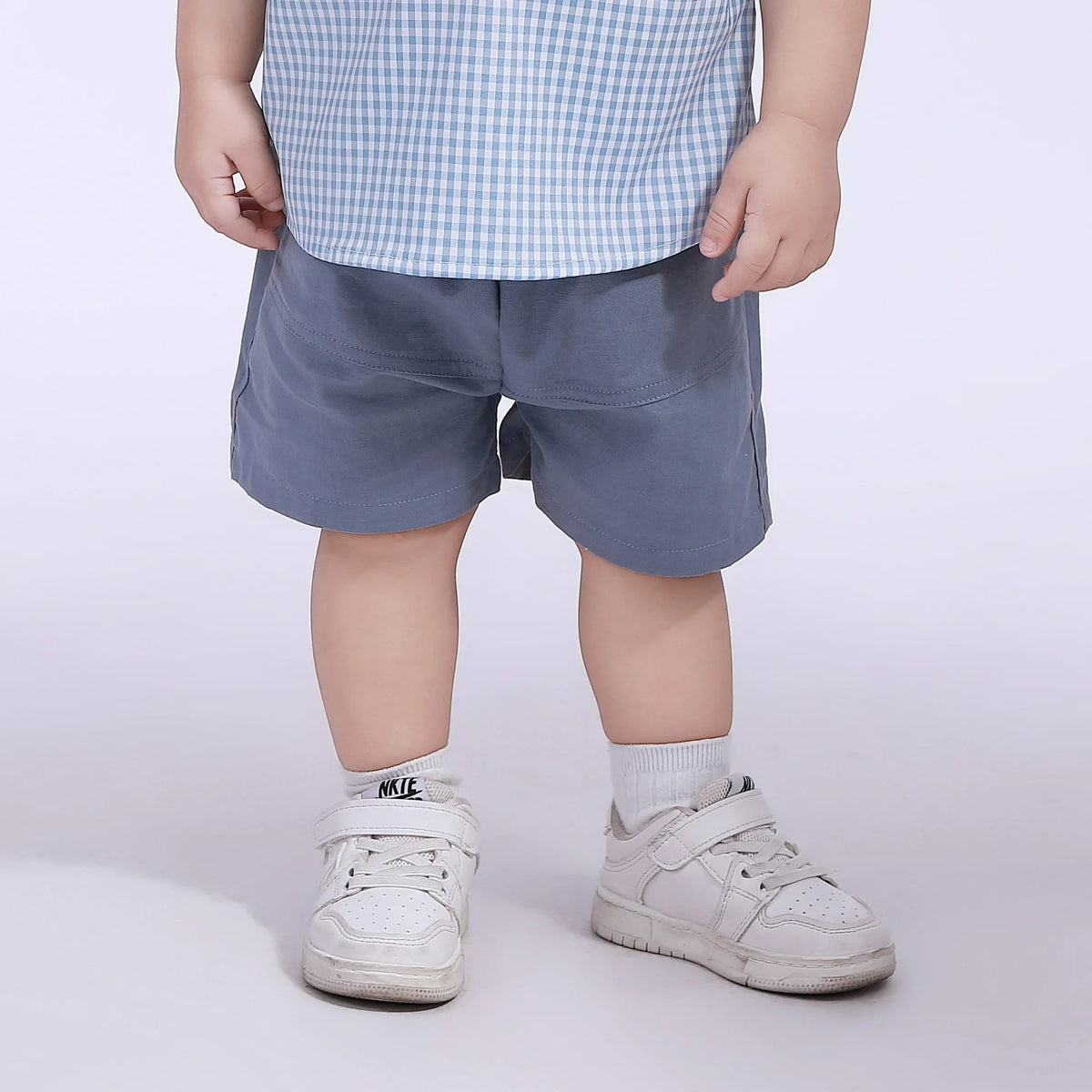 Light Gray Blue Ordinary Street Look Shorts For Baby Boy Image