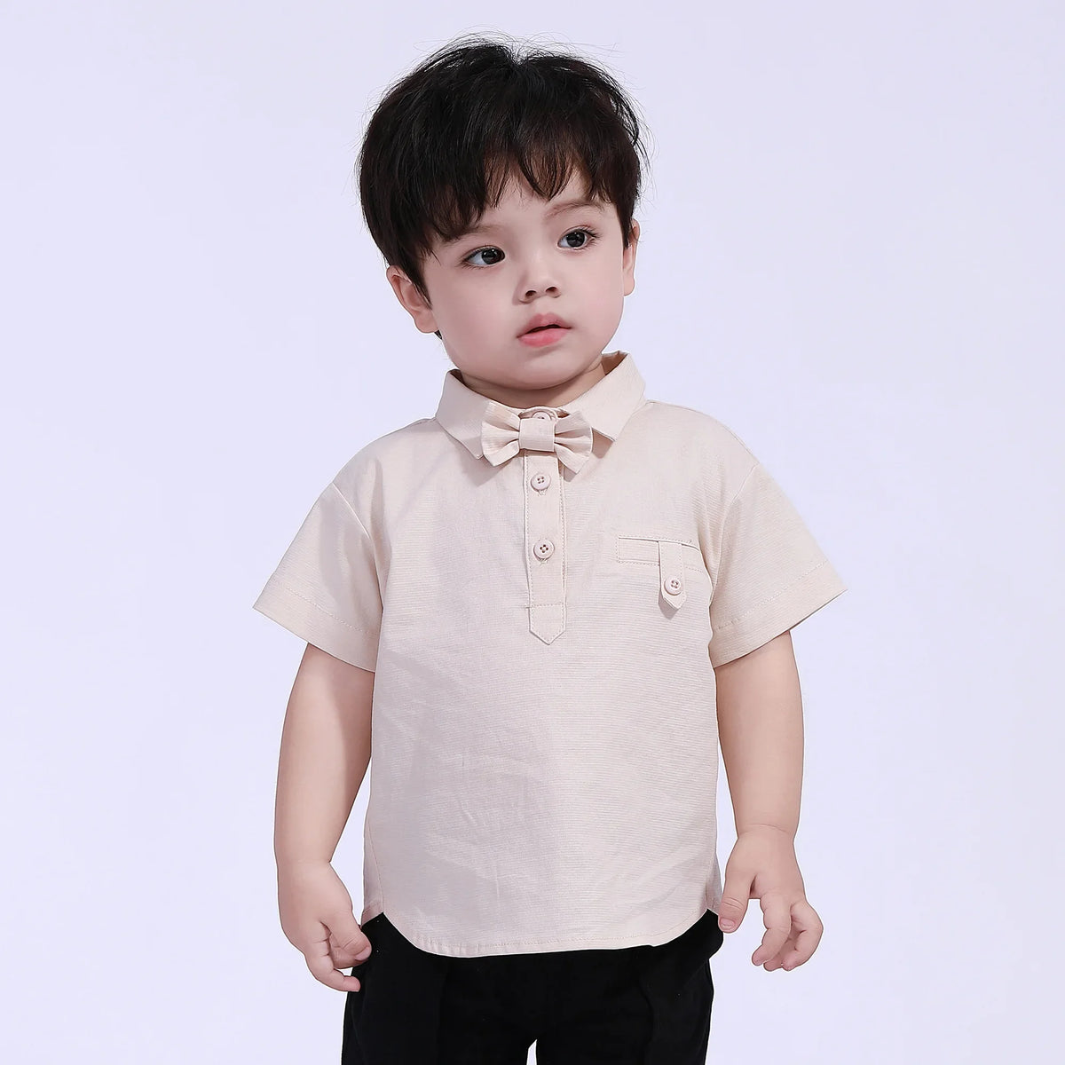 Beige Plain Street Look Blouse For Baby Boy Image