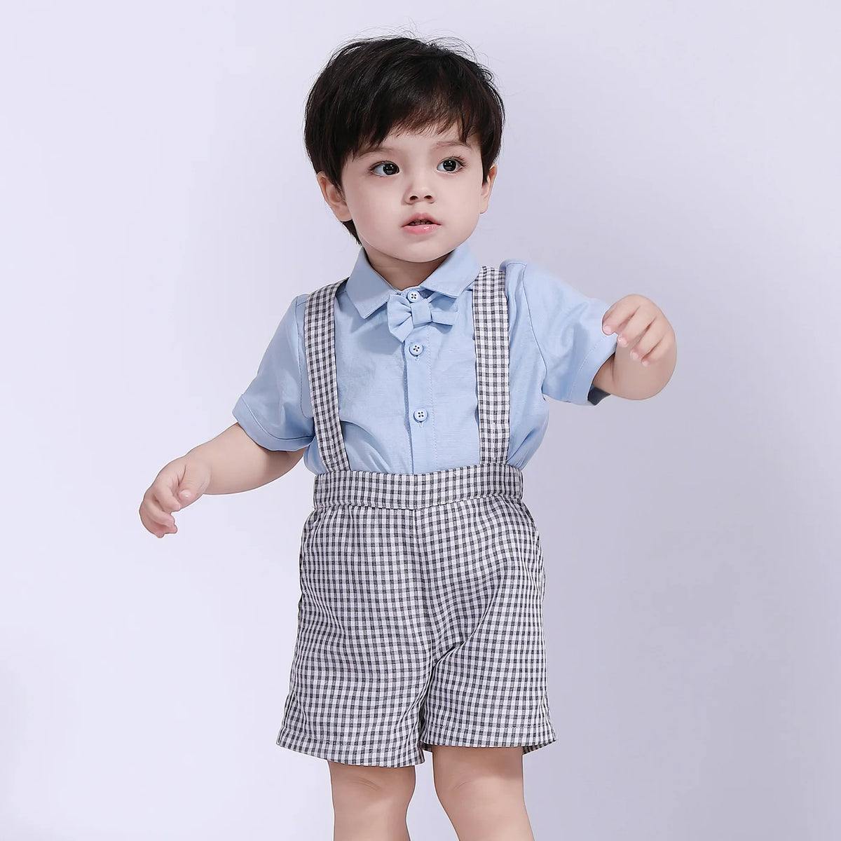 Sky Blue Plain Street Look Shirt For Baby Boy Image