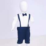 Dark Blue Color-Blocked Street Look Romper For Baby Boy Image