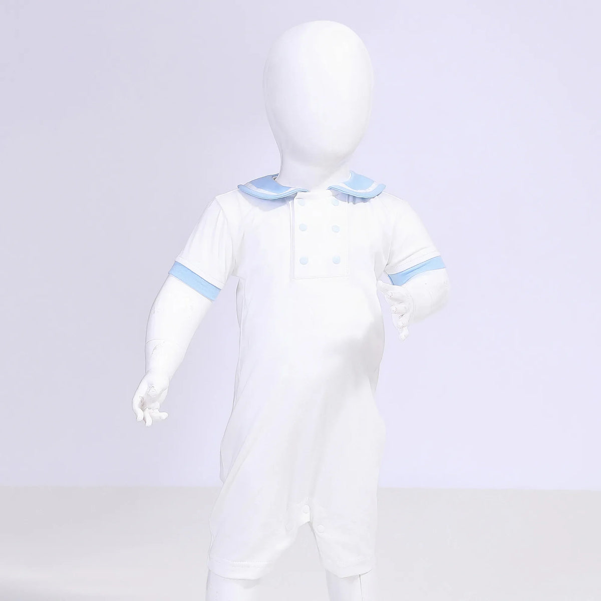Off White Color-Blocked Street Look Romper For Baby Boy Image
