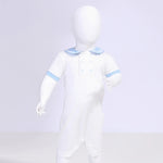Off White Color-Blocked Street Look Romper For Baby Boy Image