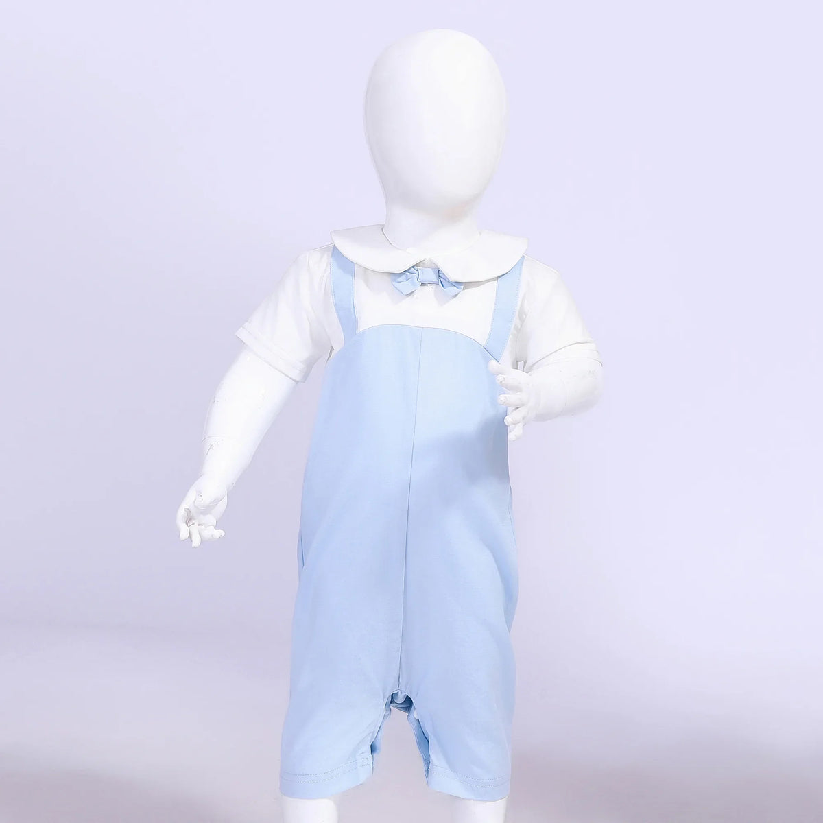 Light Blue Color-Blocked Street Look Romper For Baby Boy Image