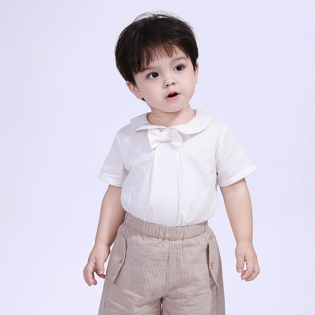 Off White Plain Street Look Blouse For Baby Boy Image