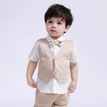 Khaki Color-Blocked Street Look Shirt For Baby Boy Image