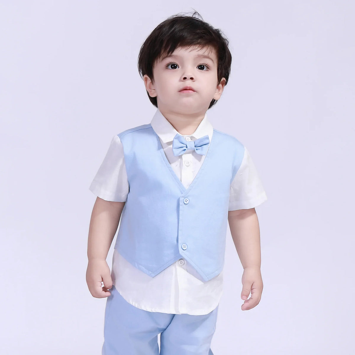 Light Blue Color-Blocked Street Look Shirt For Baby Boy Image