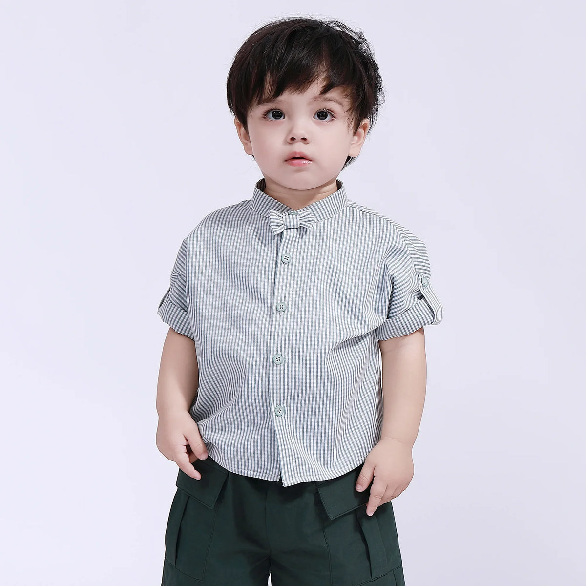 Green Checked Street Look Shirt For Baby Boy Image