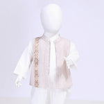 Light Beige Embroidery Street Look Waistcoat For Baby Boy Image