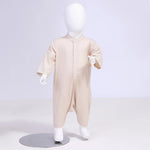 Beige Plain Street Look Romper For Baby Boy Image