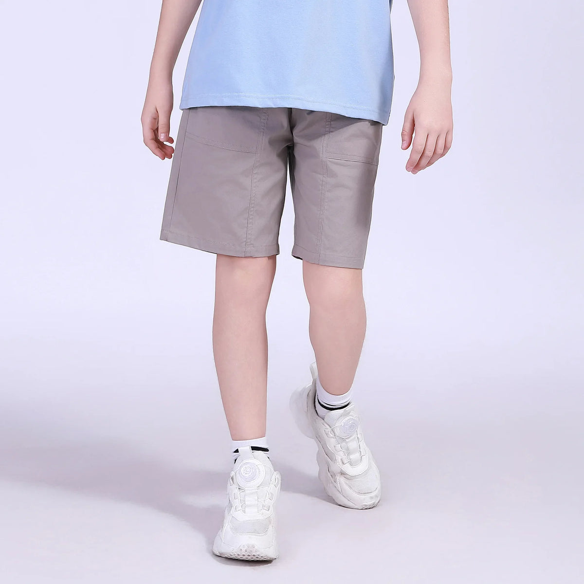 Khaki Gray Ordinary Street Look Shorts For Boys Image