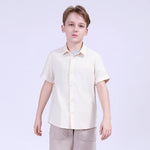 Light Beige Plain Street Look Shirt For Boys Image