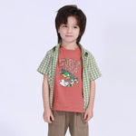 Grass Green Checked Street Look Shirt For Boys Image