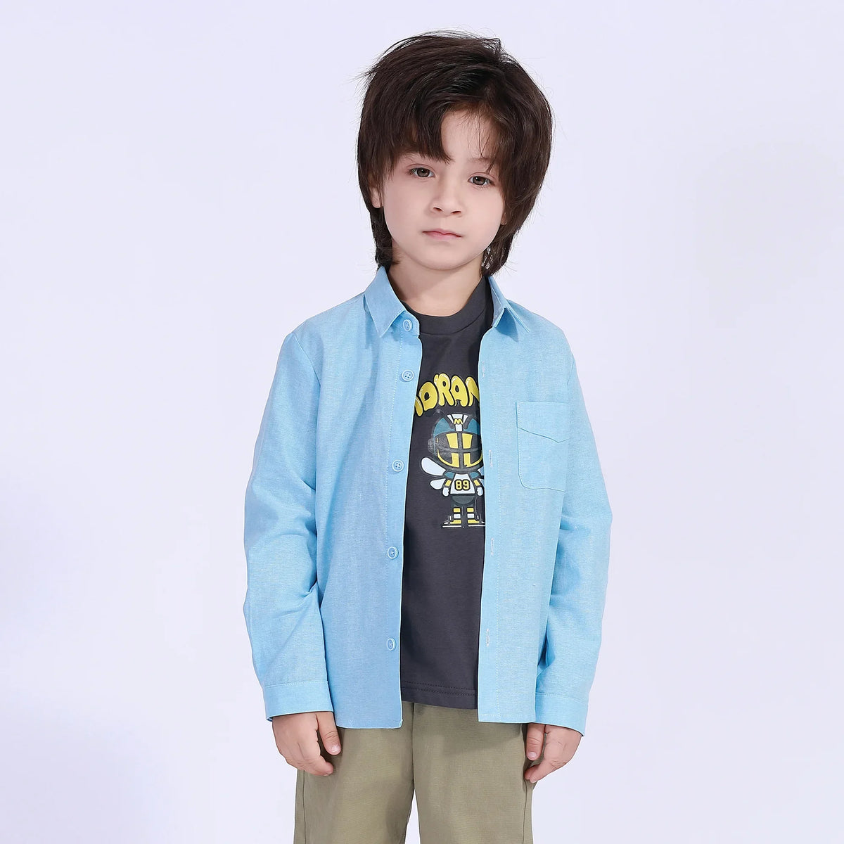 Lake Green Solid Street Look Shirt For Boys Image