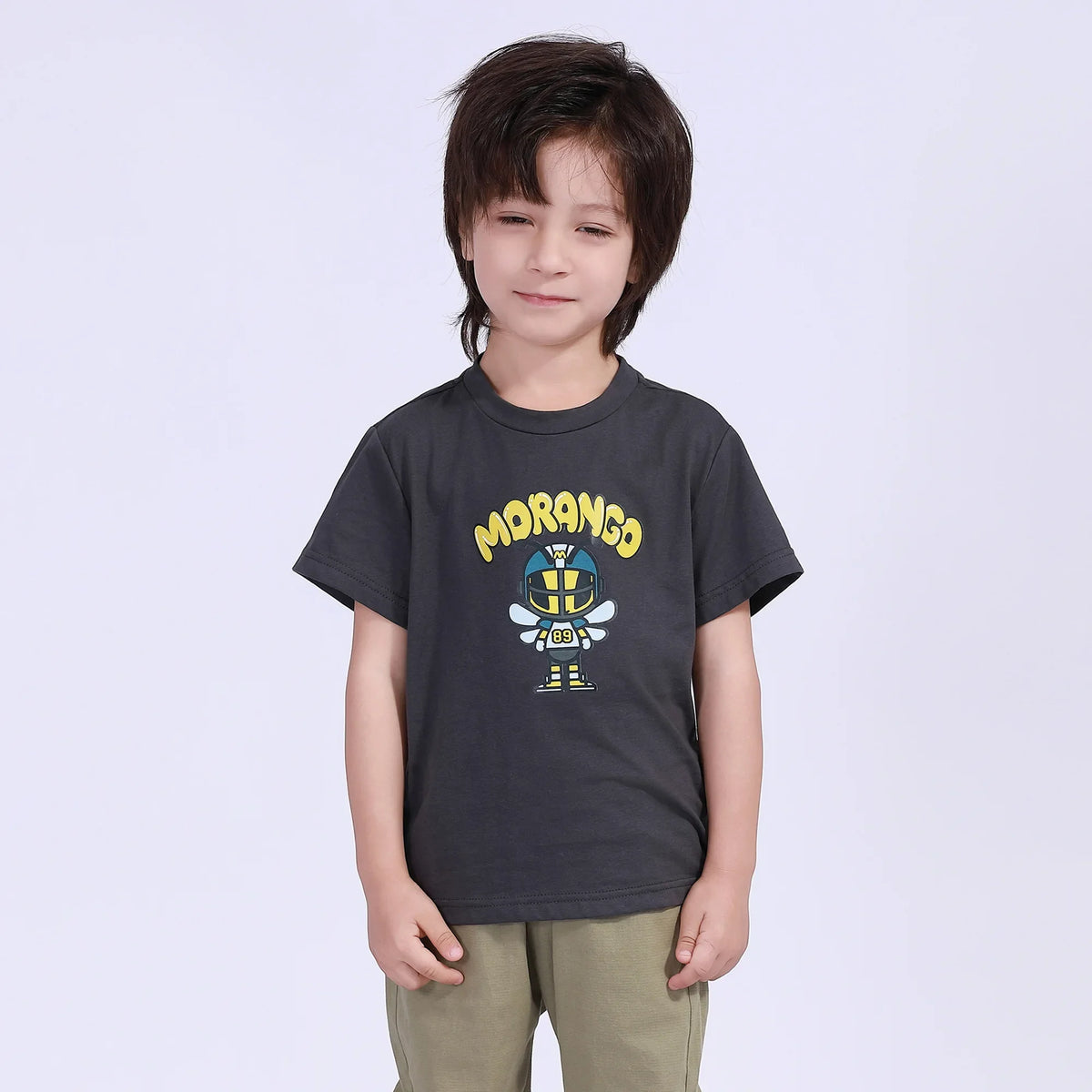 Carbon Gray Printed Street Look T.Shirt For Boys Image