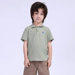 Bean Green Embroidery Street Look Polo Shirt For Boys Image