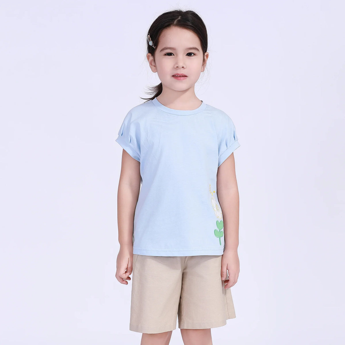 Khaki Ordinary Street Look Shorts For Girls Image