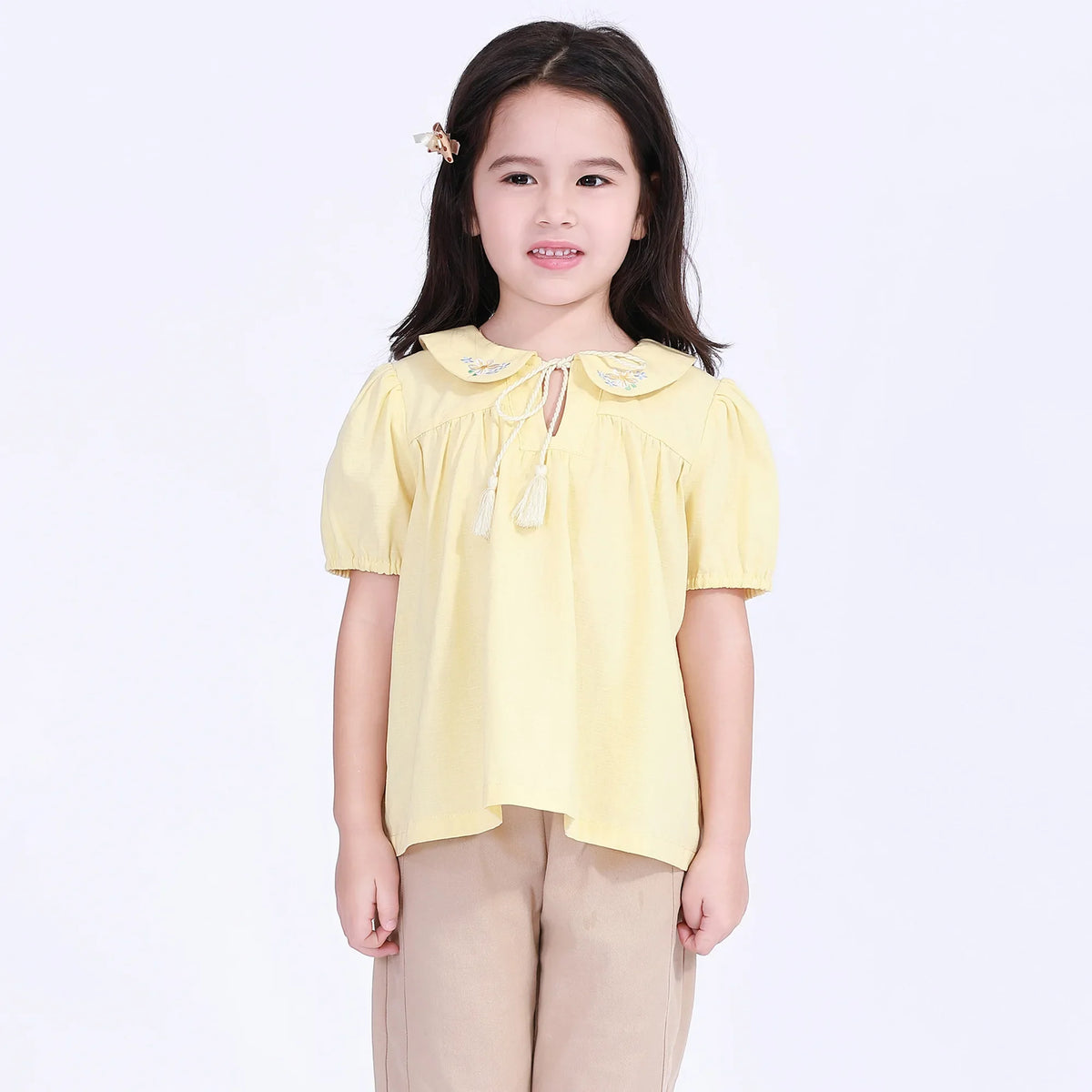 Yellow Floral Street Look Blouse For Girls Image