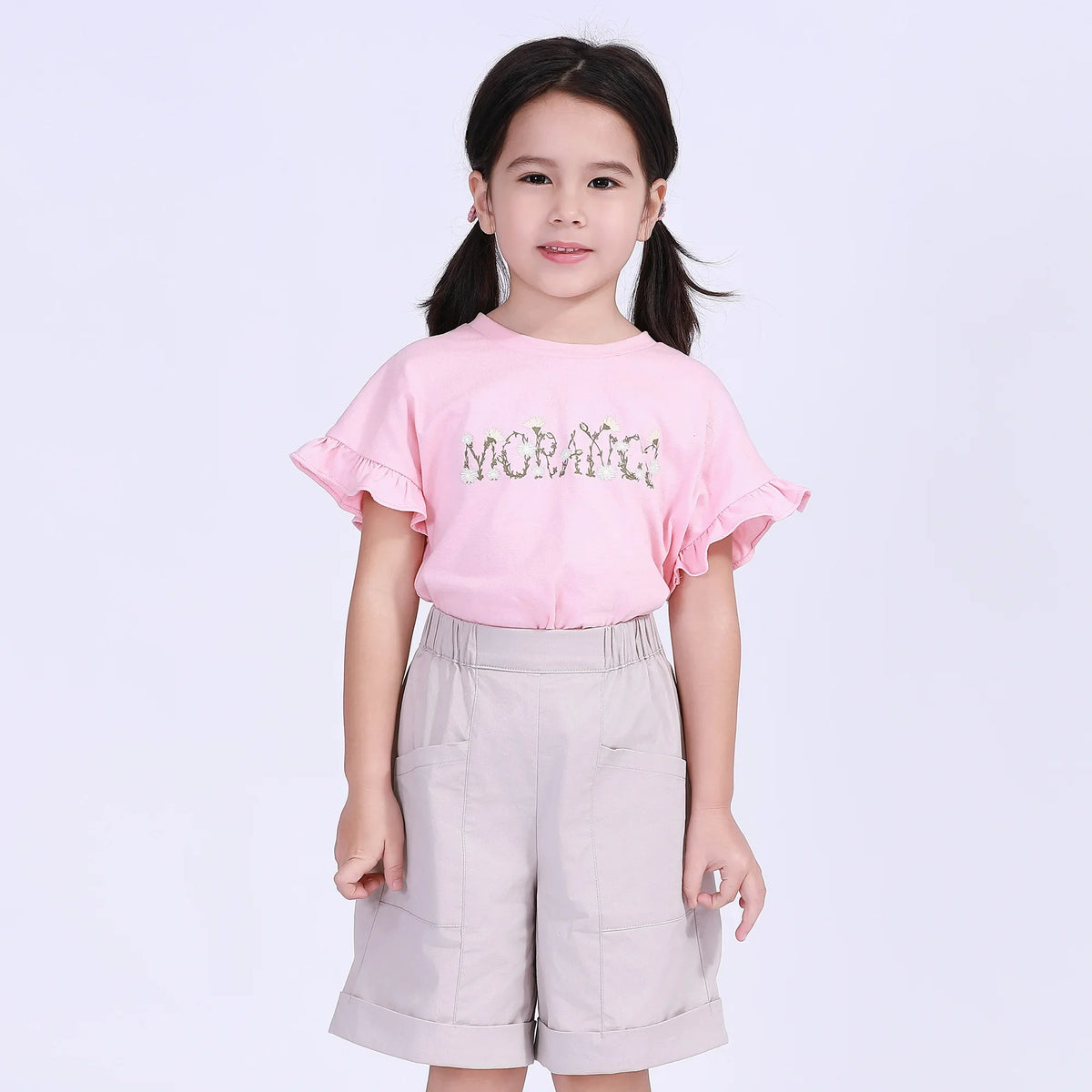 Gray Baggy Street Look Shorts For Girls Image